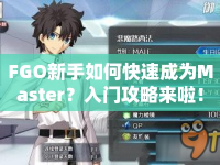 FGO新手如何快速成為Master？入門攻略來(lái)啦！