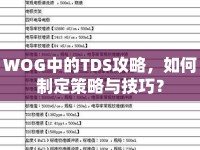 WOG中的TDS攻略，如何制定策略與技巧？
