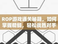ROP游戲通關(guān)秘籍，如何掌握精髓，輕松戰(zhàn)勝對手？