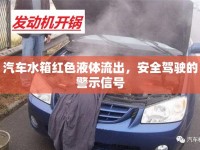 汽車水箱紅色液體流出，安全駕駛的警示信號