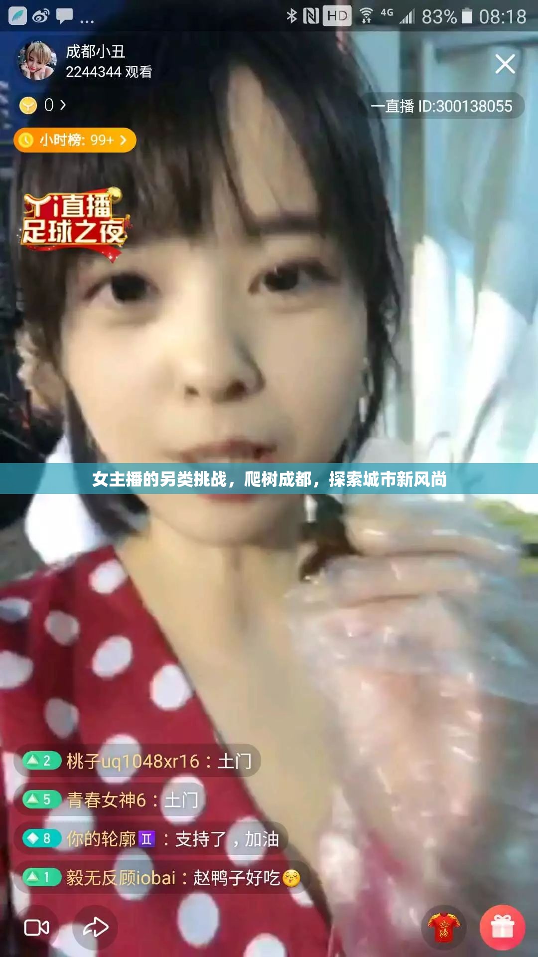 女主播的另類挑戰(zhàn)，爬樹成都，探索城市新風尚