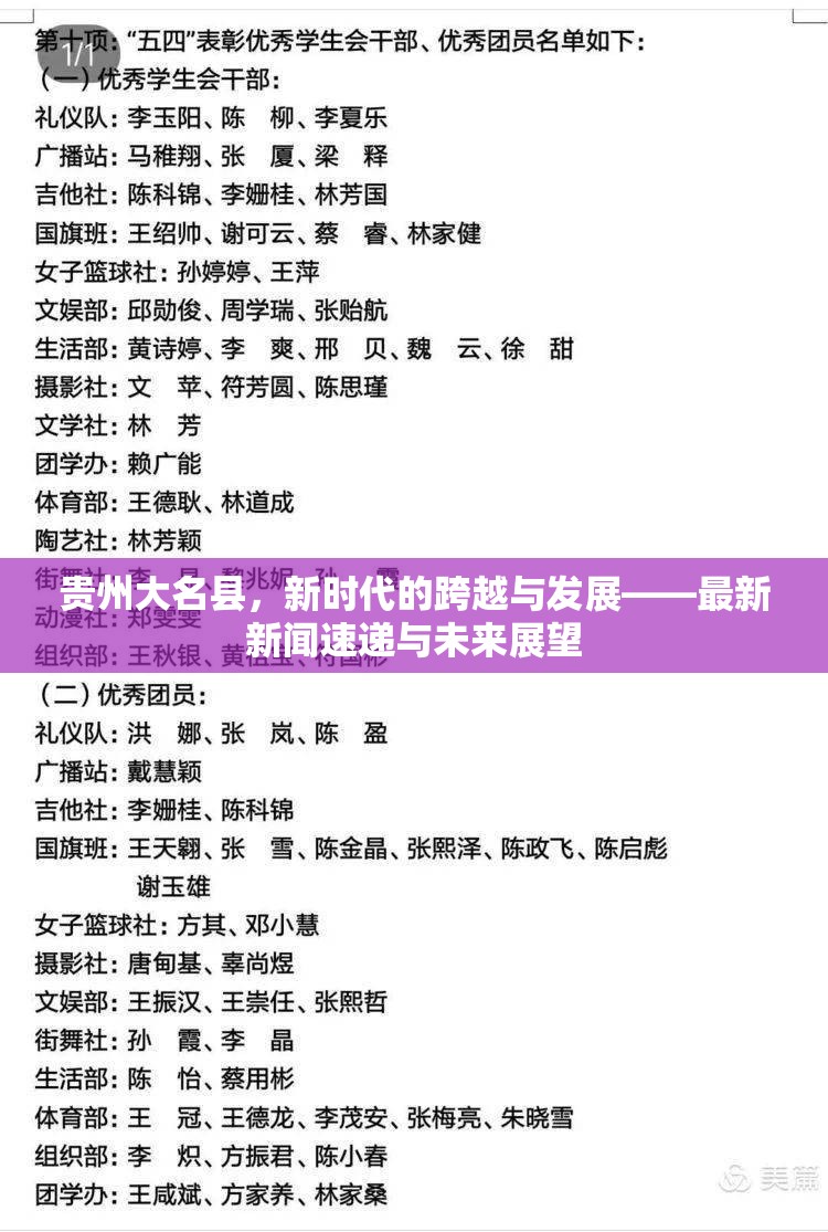 貴州大名縣，新時(shí)代的跨越與發(fā)展——最新新聞速遞與未來(lái)展望