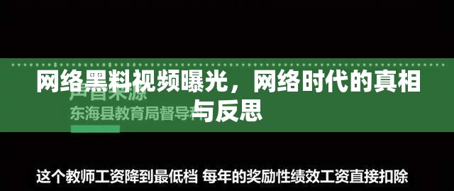 網(wǎng)絡黑料視頻曝光，網(wǎng)絡時代的真相與反思