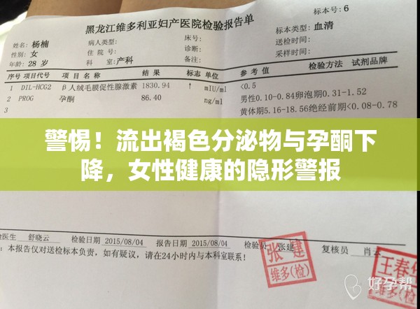 警惕！流出褐色分泌物與孕酮下降，女性健康的隱形警報(bào)