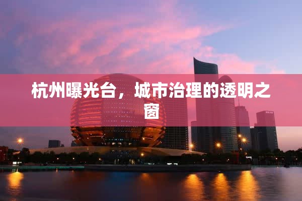 杭州曝光臺(tái)，城市治理的透明之窗