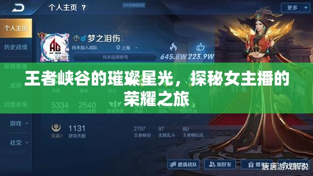 王者峽谷的璀璨星光，探秘女主播的榮耀之旅
