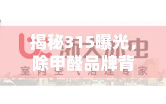 揭秘315曝光，除甲醛品牌背后的真相