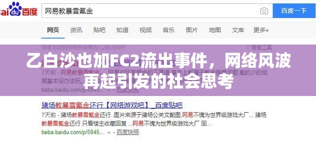 乙白沙也加FC2流出事件，網(wǎng)絡風波再起引發(fā)的社會思考
