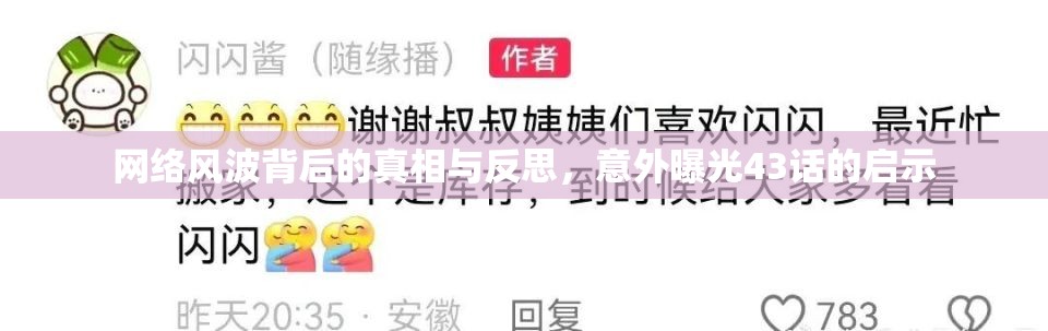 網(wǎng)絡(luò)風(fēng)波背后的真相與反思，意外曝光43話的啟示