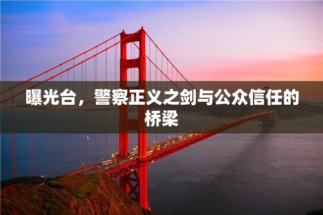 曝光臺，警察正義之劍與公眾信任的橋梁