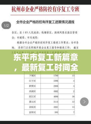 東平市復(fù)工新篇章，最新復(fù)工時間全解析