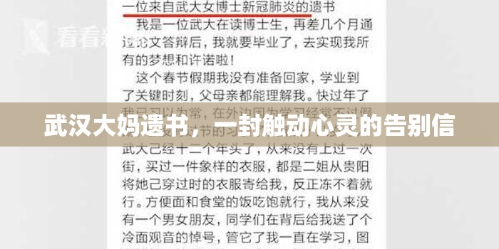 武漢大媽遺書，一封觸動(dòng)心靈的告別信