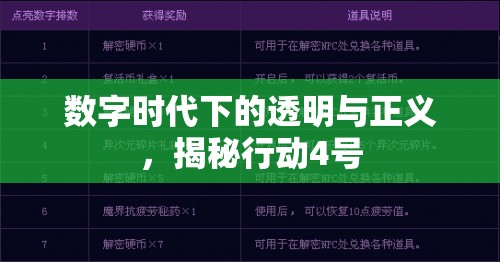 數(shù)字時代下的透明與正義，揭秘行動4號