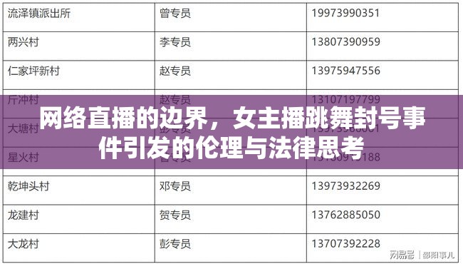 網(wǎng)絡(luò)直播的邊界，女主播跳舞封號(hào)事件引發(fā)的倫理與法律思考