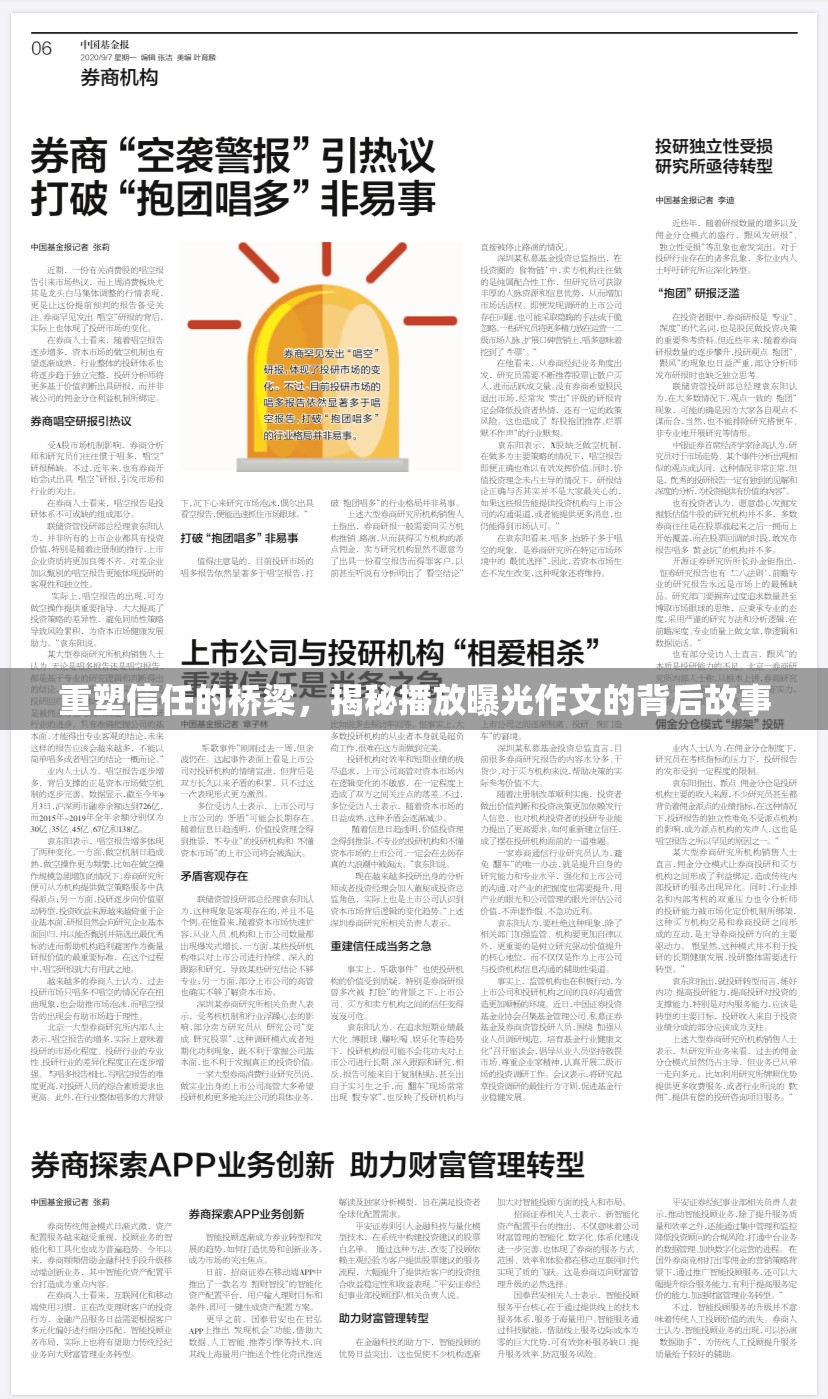 重塑信任的橋梁，揭秘播放曝光作文的背后故事