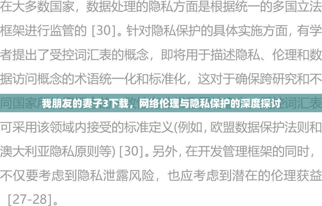 我朋友的妻子3下載，網(wǎng)絡倫理與隱私保護的深度探討