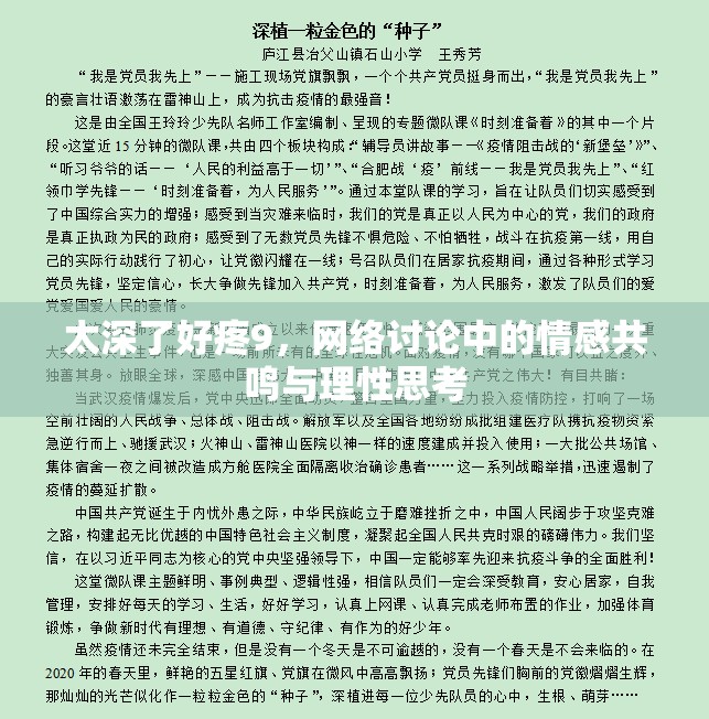 太深了好疼9，網(wǎng)絡(luò)討論中的情感共鳴與理性思考