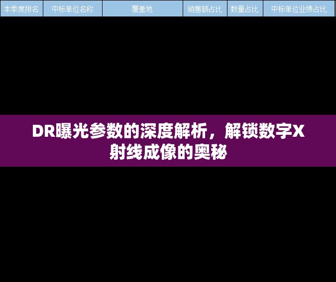 DR曝光參數(shù)的深度解析，解鎖數(shù)字X射線成像的奧秘