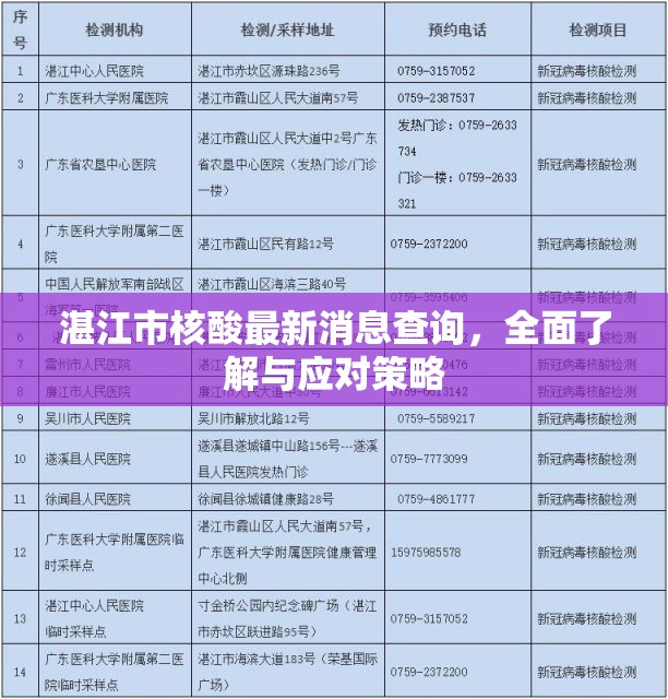 湛江市核酸最新消息查詢，全面了解與應(yīng)對(duì)策略