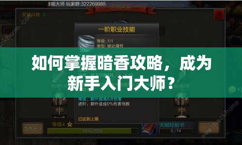 如何掌握暗香攻略，成為新手入門大師？