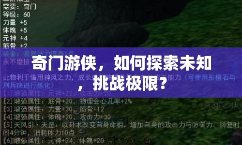 奇門游俠，如何探索未知，挑戰(zhàn)極限？