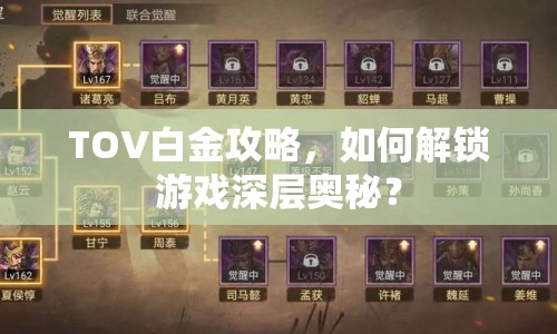 TOV白金攻略，如何解鎖游戲深層奧秘？