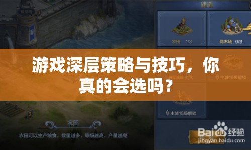 游戲深層策略與技巧，你真的會(huì)選嗎？
