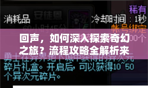 回聲，如何深入探索奇幻之旅？流程攻略全解析來襲！