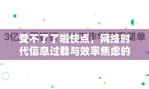 受不了了啦快點(diǎn)，網(wǎng)絡(luò)時代信息過載與效率焦慮的探討