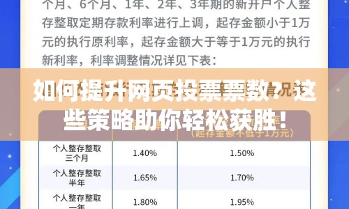 如何提升網(wǎng)頁投票票數(shù)？這些策略助你輕松獲勝！
