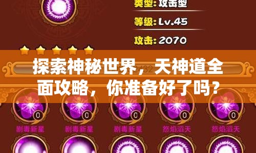 探索神秘世界，天神道全面攻略，你準備好了嗎？
