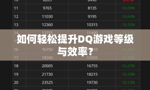 如何輕松提升DQ游戲等級(jí)與效率？