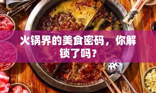 火鍋界的美食密碼，你解鎖了嗎？