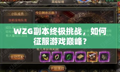 WZG副本終極挑戰(zhàn)，如何征服游戲巔峰？
