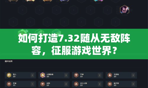 如何打造7.32隨從無(wú)敵陣容，征服游戲世界？