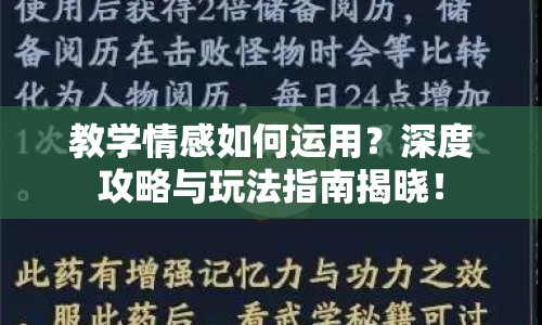 教學情感如何運用？深度攻略與玩法指南揭曉！