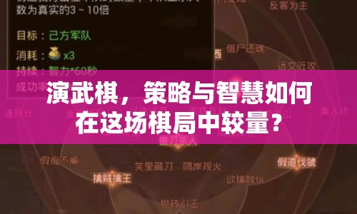 演武棋，策略與智慧如何在這場(chǎng)棋局中較量？