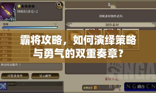 霸將攻略，如何演繹策略與勇氣的雙重奏章？