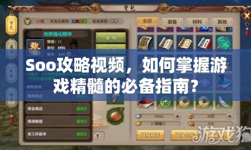 Soo攻略視頻，如何掌握游戲精髓的必備指南？