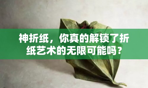 神折紙，你真的解鎖了折紙藝術的無限可能嗎？