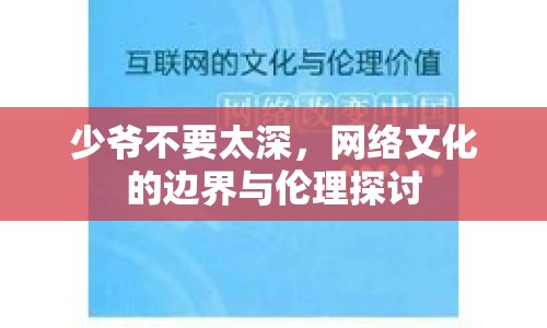 少爺不要太深，網絡文化的邊界與倫理探討