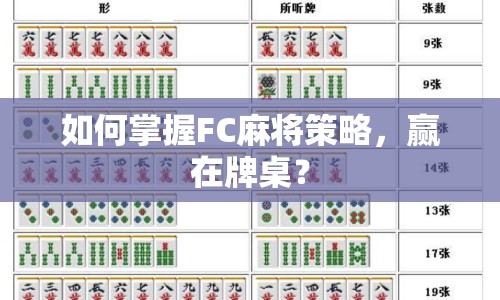 如何掌握FC麻將策略，贏在牌桌？