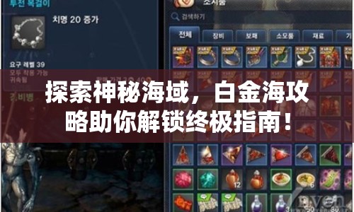 探索神秘海域，白金海攻略助你解鎖終極指南！