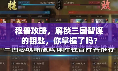 程普攻略，解鎖三國智謀的鑰匙，你掌握了嗎？