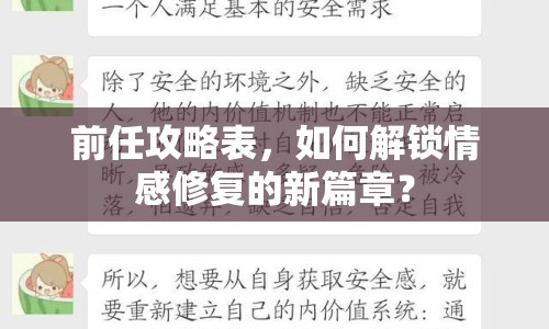 前任攻略表，如何解鎖情感修復(fù)的新篇章？