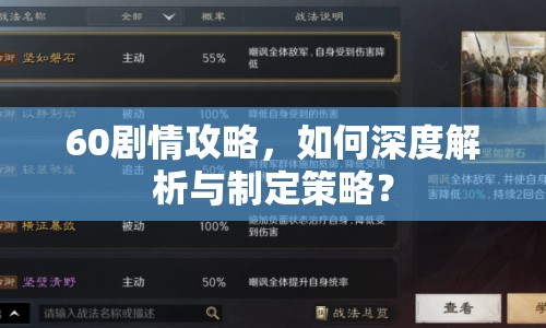 60劇情攻略，如何深度解析與制定策略？