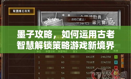 墨子攻略，如何運(yùn)用古老智慧解鎖策略游戲新境界？