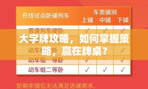 大字牌攻略，如何掌握策略，贏在牌桌？