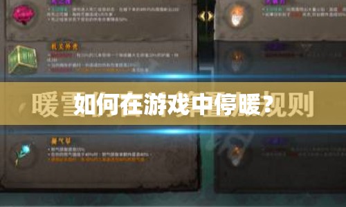 如何在游戲中停暖？