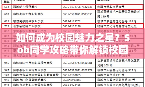 如何成為校園魅力之星？Sob同學攻略帶你解鎖校園魅力之旅！